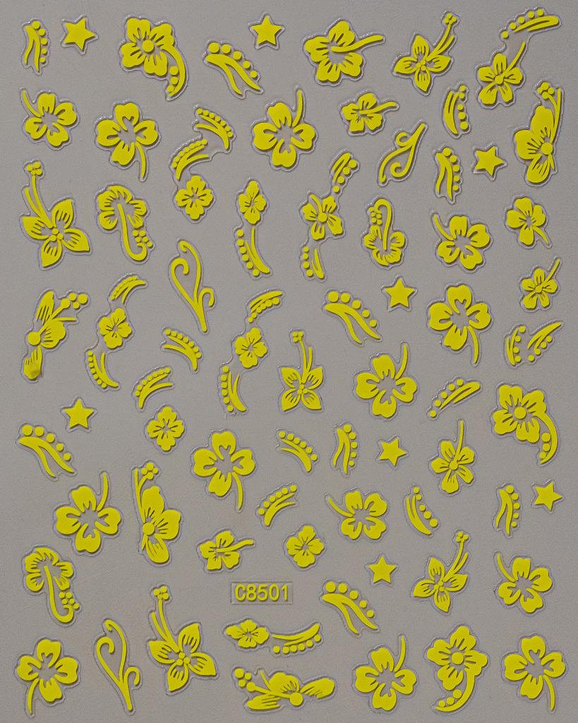 Fresh Little Hibiscus Flower Nail Art Sticker North American Style Hibiscus Small Flower Adhesive Nail Art Sticker Nail Decorative Sticker