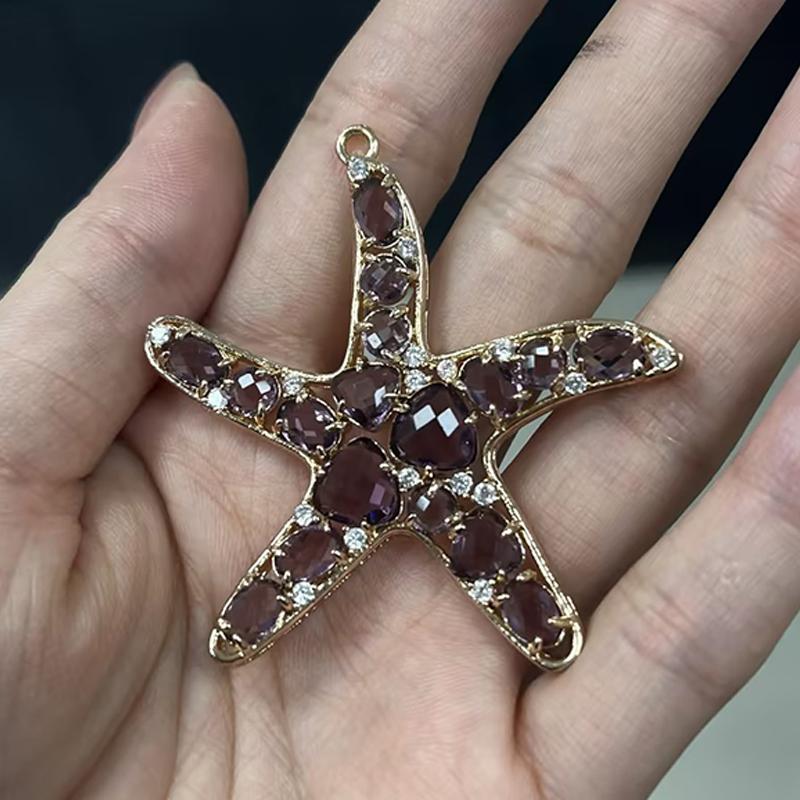 ZHUKOU 52x54mm pandantiv fashion Stea de mare din Cristal pentru femei Accesorii Handmade pentru Realizarea Colierelor Cercei model:VD417