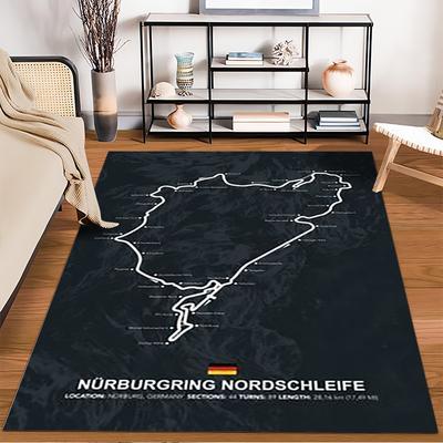 Nürburgring Racing Track Map Rug Non-slip Rug Suitable for Living Room and Bedroom Sofas.