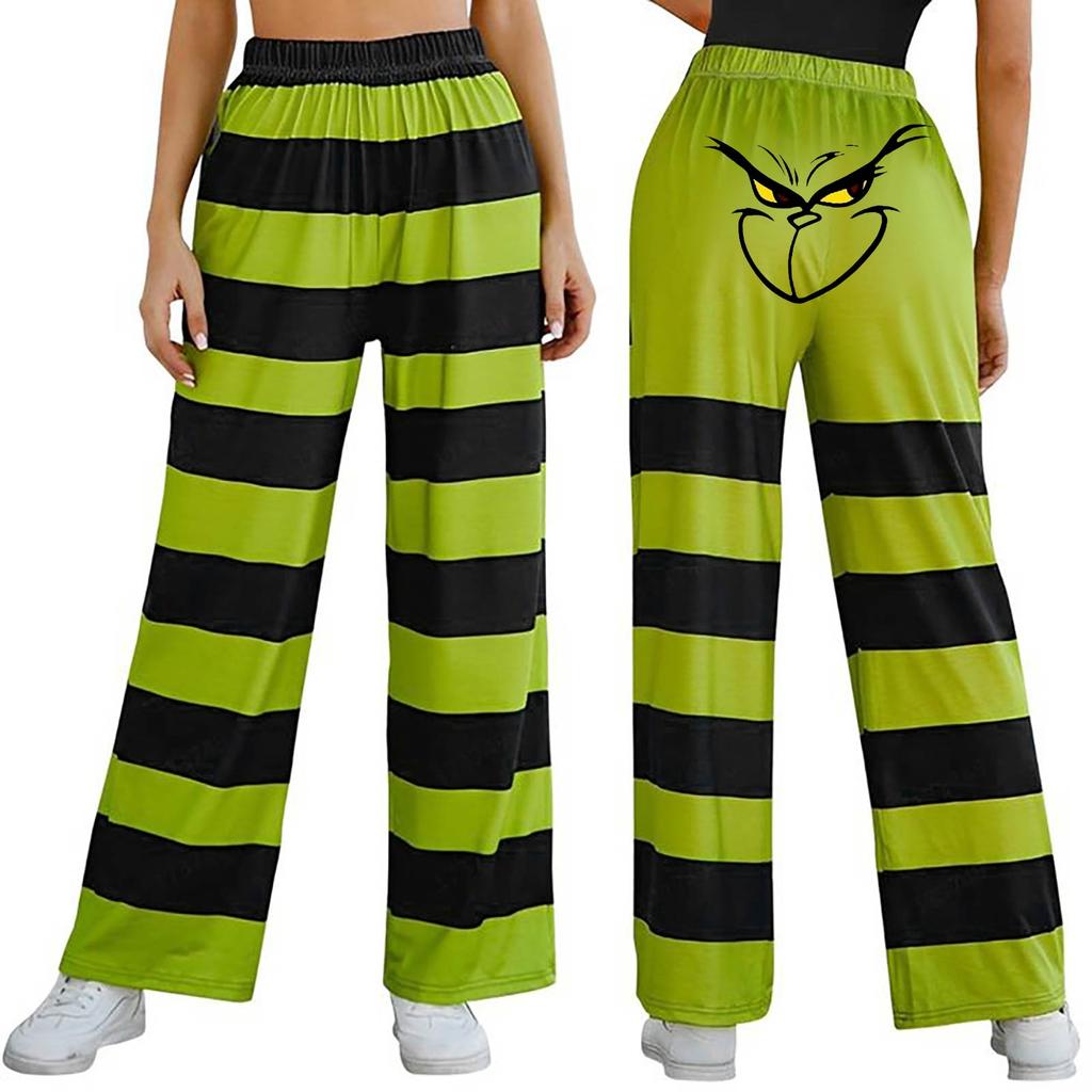 Women's Casual Fashion Christmas Print Elasticated Waist Trousers Pants