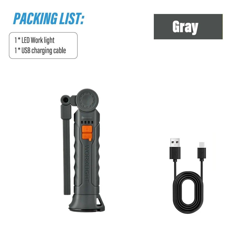 Rechargeable LED Work Light Camping Flashlight Rotatable Head with 4 Lighting Modes With Magnet Waterproof Emergency Lighting