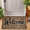 Leopard Print Welcome Entrance Doormat Non Slip Durable Floor Mat For Entryway Front Door Home Decor
