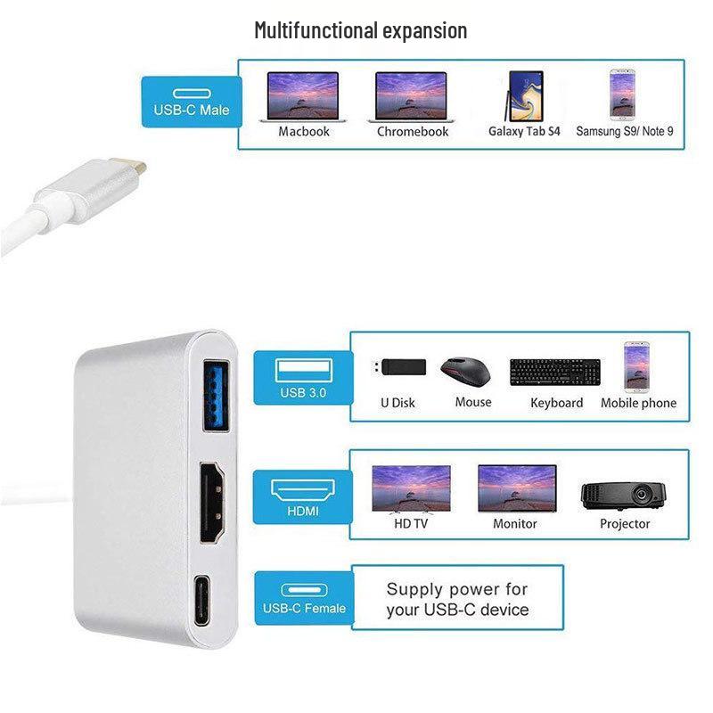 Type-C To HDMI USB Hub with Docking Station Adapter Cable