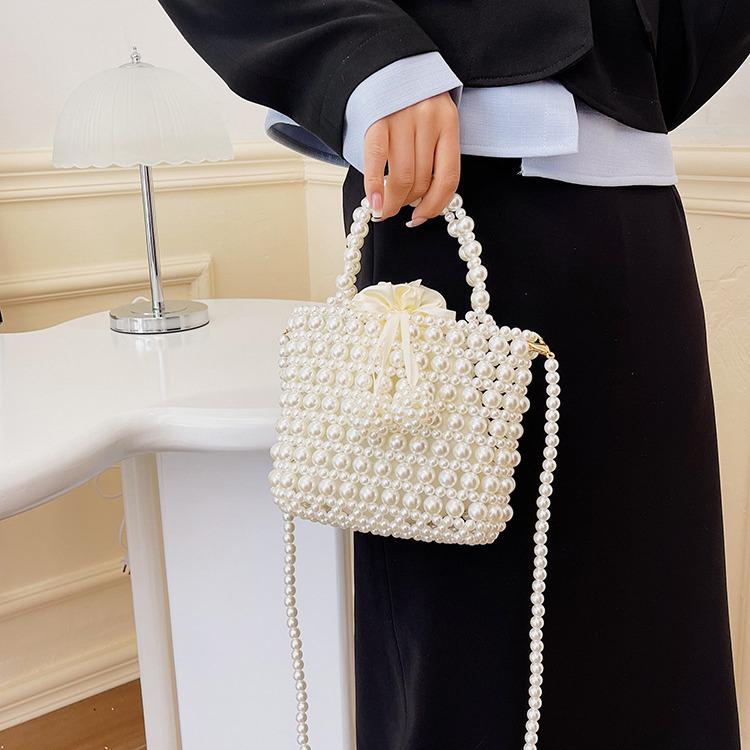 Fairy Pearl Summer Socialite Handmade Woven Beaded Crossbody Handbag