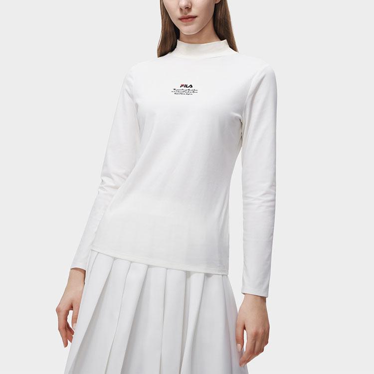 FILA Van Gogh Museum 2.0 Solid Color Logo Print Crew Neck Pullover Regular T-Shirt Women Tops Cloud-Mushroom-White F11W318205F-WT