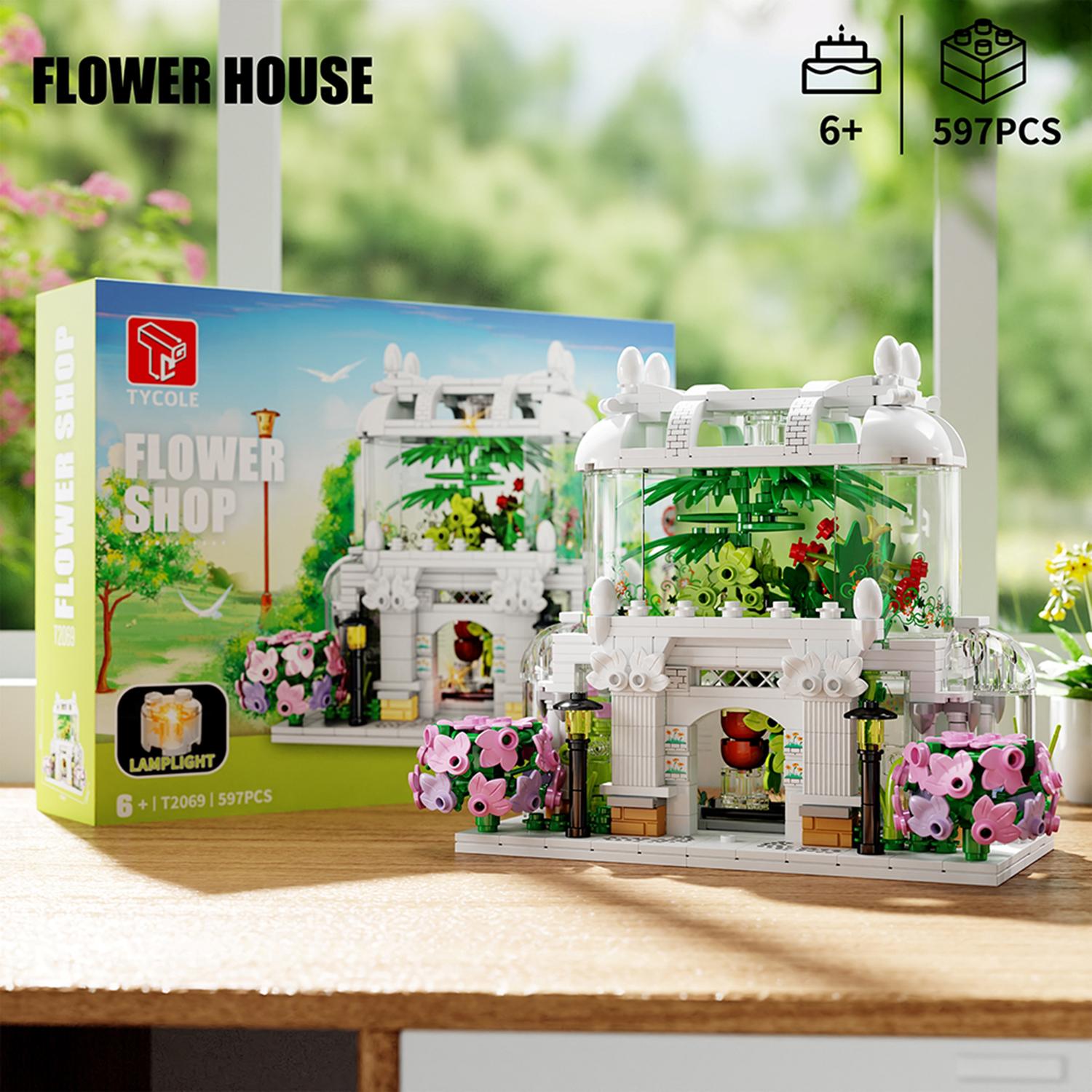 

597PCS Constructing Blocks Plaything City Street View Flower Shop Others Bricks Sets Learning-Focused Playthings Christmas Gifts