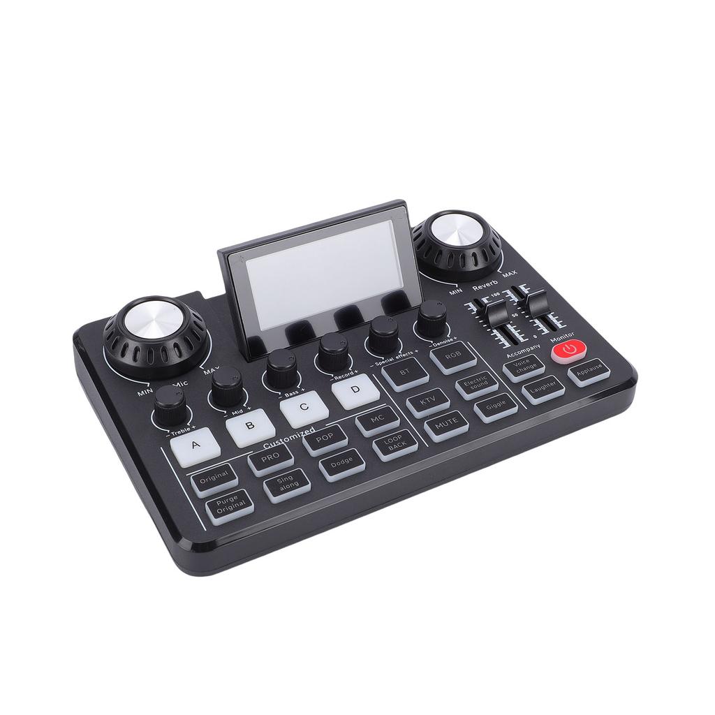 Podcast Microphone Bundle Sound Mixer Board Set with Foldable LED Screen Boom Arm 3.5mm Condenser Mic for PC Recording