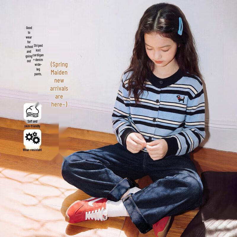 Moonkids Girls' Korean Style Sweater and Denim Set