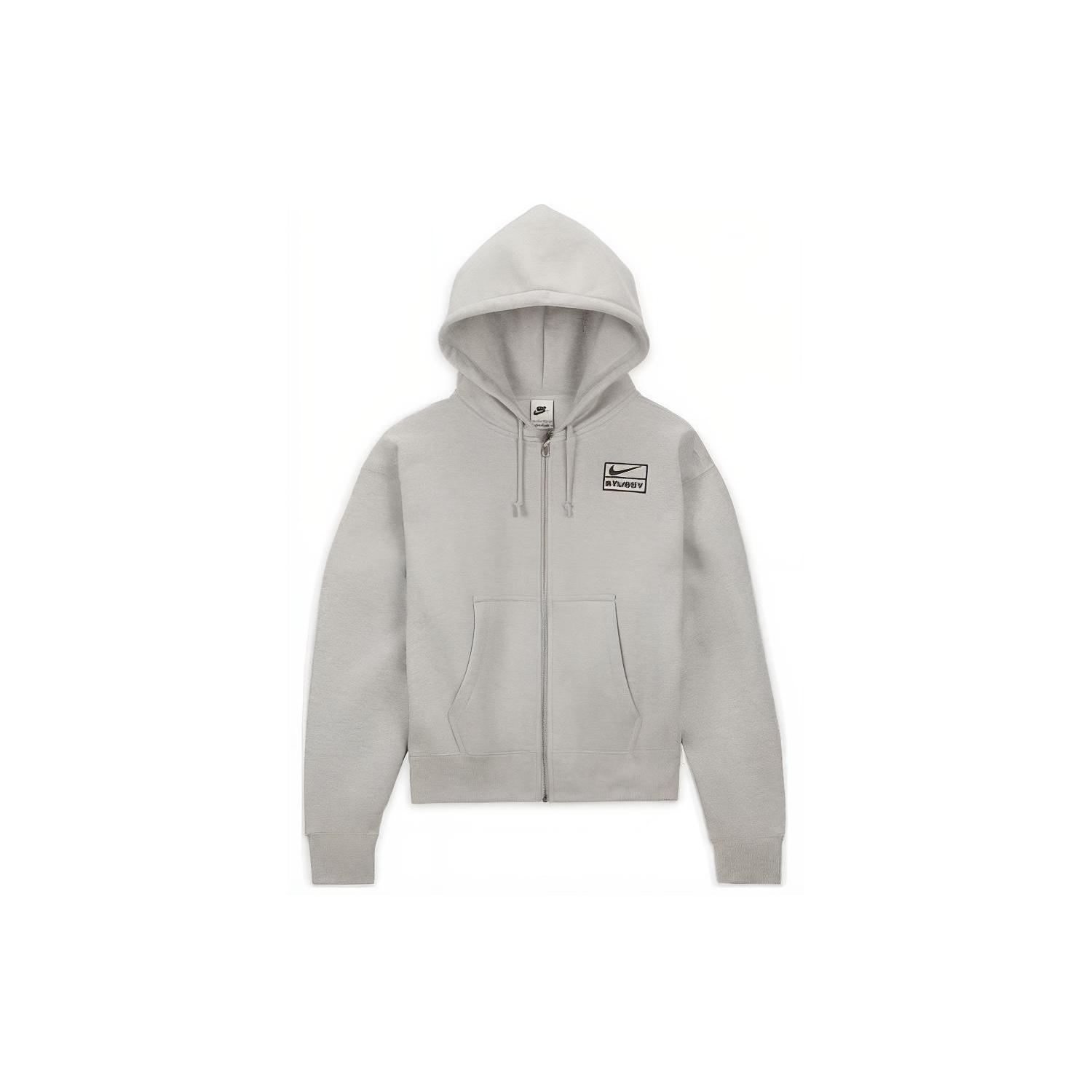 Nike x Stussy SS24 Full-Zip Fleece Hoodie Grey Black Men s FJ9181-050 XL