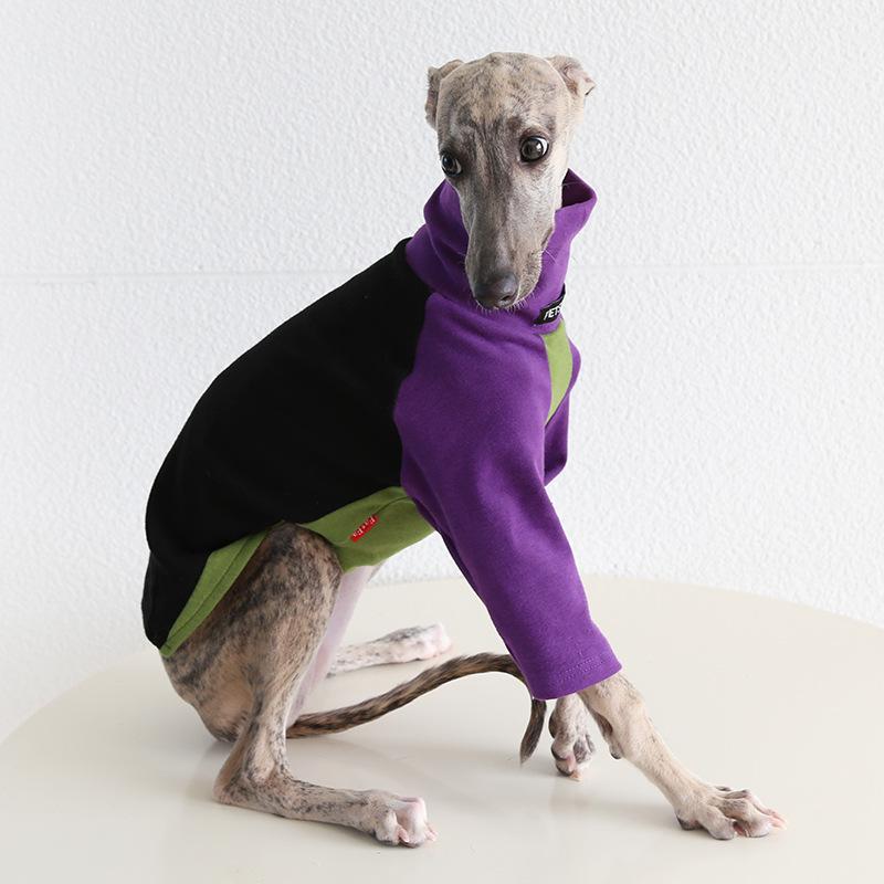 XS-2XL Neu eingetroffen Mehrfarbig Hoher Kragen Hundekleidung Greyhound Zweibeiner Langarm Haustierhemden Whibbit Strampler