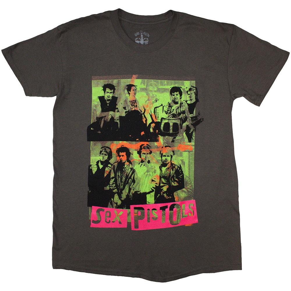 Унисекс футболка The Sex Pistols: Группа Зелёный Монтаж (Угольно-серый) (Средняя) 2XL