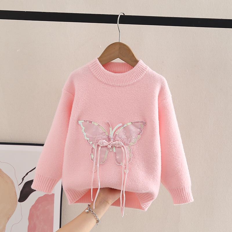 

Осенне-зимний детский свитер, пуловер для девочек, трикотаж с круглым вырезом, детский норковый пух, детский свитер с длинными рукавами в стиле вестерн 150cm