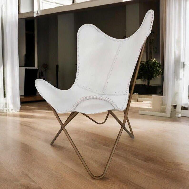 Luxurious Butterfly Leather Chair | Rustic Vintage Leather Lounge Chair | Perfect for Modern or Bohemian Spaces