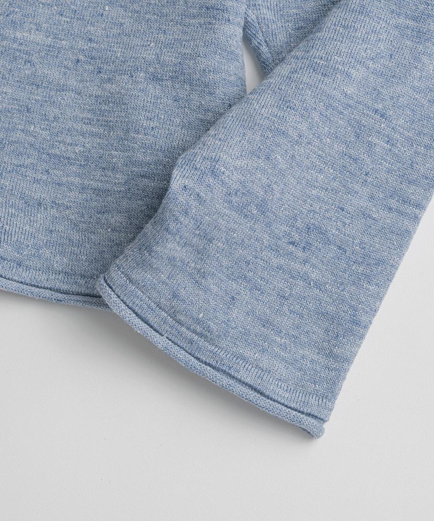 Bihebieo European Flax™ Linen Roll Neck L/S Knit Sea Blue