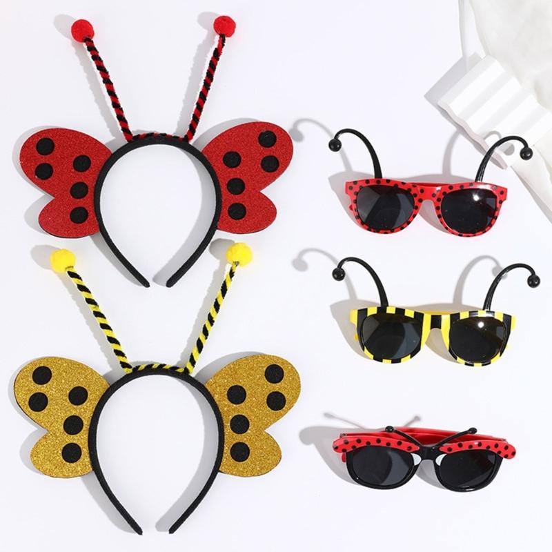 Hummel Kostümset für Kinder Erwachsene Bienenkostüm Ohren Stirnband Antenne Sonnenbrille für Halloween Cosplay Party Requisiten