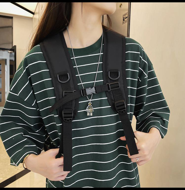 2022 Black School Backpack with Multiple Pockets & Large Capacity for Junior High Students