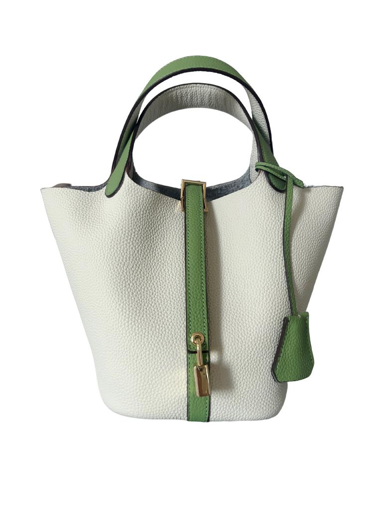 Vegetable Basket Bag, First Layer Cowhide Tote Bag, Commuter Bucket Bag, Women's Genuine Leather Bag, European and American Retro.