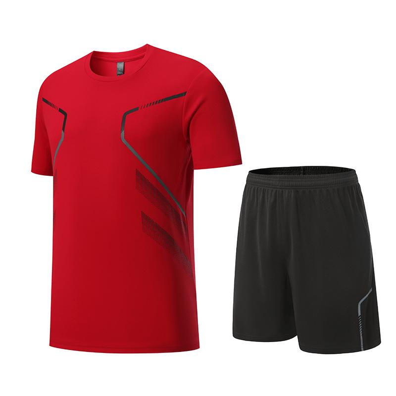 Men's Quick-Dry Short-Sleeve Sportswear Set for Summer Running and Fitness