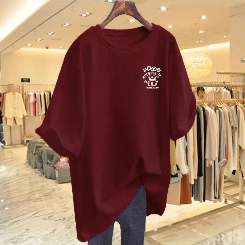 New Cotton Loose Top T-shirt Women's White Large Version Short-sleeved Summer Large Size Bottoming Shirt