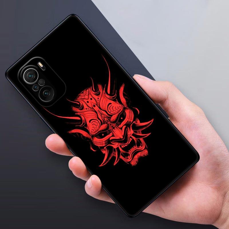 Samurai Oni Mask Tattoo Dragon Art Poco X3 NFC Case For Xiaomi POCO F3 F4 F5 Pro X3 X4 Pro 5G GT X5 M3 M4 M5 C51 C55 Phone Cover