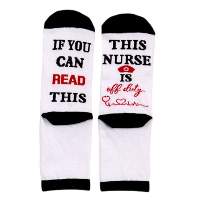 1 Pair Nurse Socks Novelty If You Can Read This Offduty Letters Jacquard Designs Comfortable Breathable Cotton Socks
