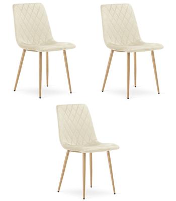 TURIN Chair - Light Beige Velvet / Wood-colored Legs X 3