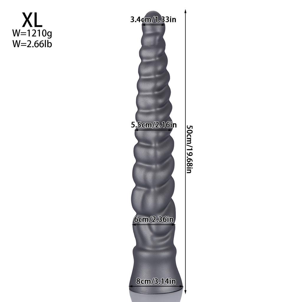 Extra Long Anal Plug with Spiral Design - Giant Threaded Butt Plug for Men & Women, Stretching Trainer, Realistic Dildo for Advanced Play