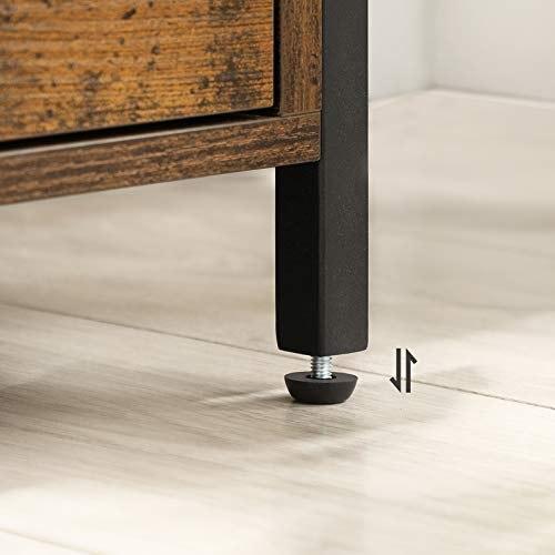 Mesita de noche, mesita de noche, mesa auxiliar, 45 x 45 x 60 cm, estante abierto, 2 cajones, para sala de estar, dormitorio, industrial, rústico