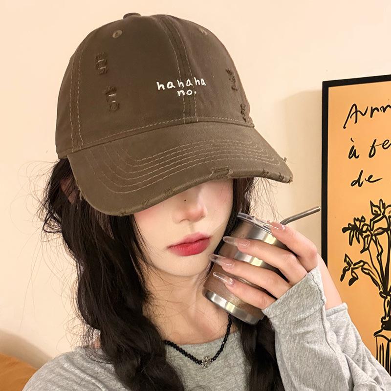 New Retro Washed Soft Top Cap Children's Embroidered Letter Baseball Cap Versatile Face Small Men's and Women's Sun Hats