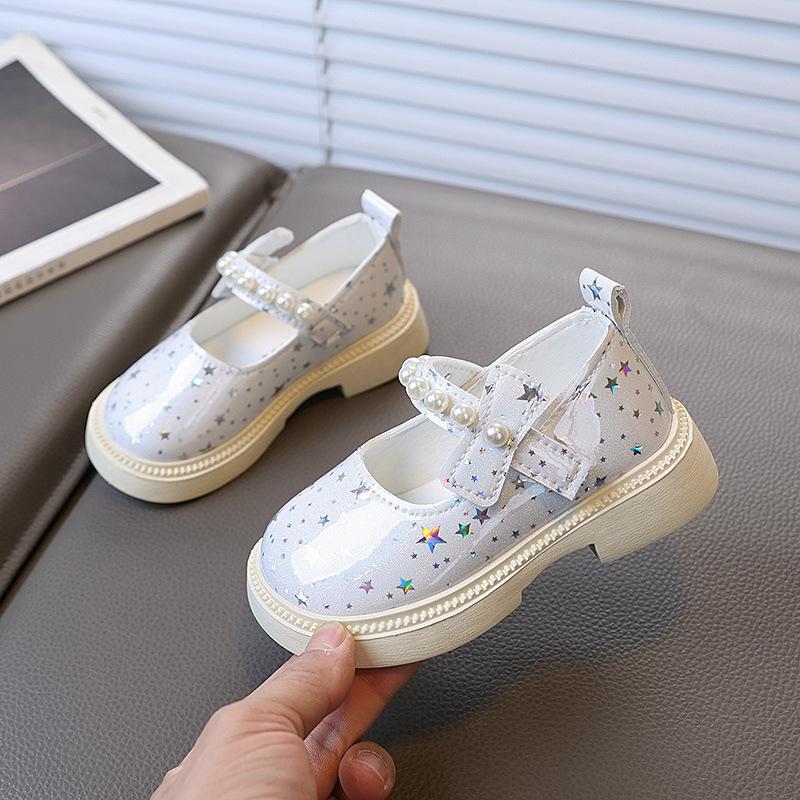 

Girls leather shoes with soft soles, princess shoes for young children, fashionable performance shoes, baby shoes, children s single shoes 26-30Code1Hand5Double sta білий