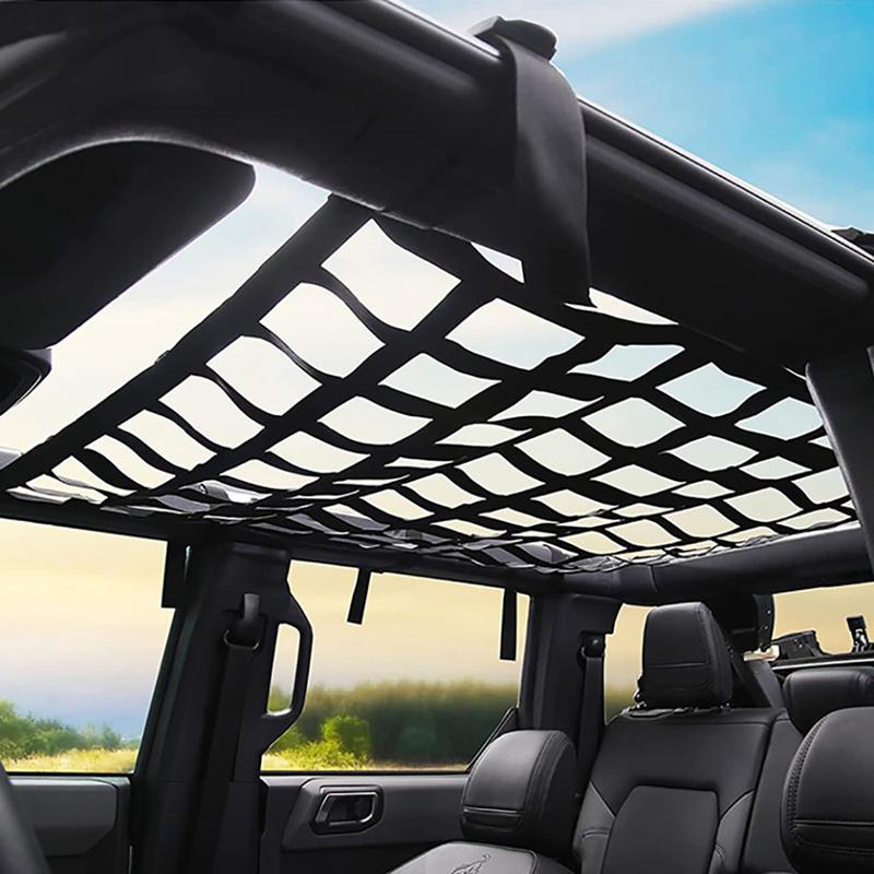 Car Roof Hammock Mesh Cargo Net Roof Top Netting Hammock For Ford Bronco - BlacK Interior Mouldings