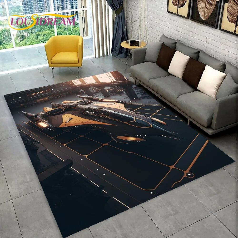 3D Spaceship Spacecraft UFO Cartoon Carpet Rug for Home Living Room Bedroom Sofa Doormat Decor,kids Area Rug Non-slip Floor Mat