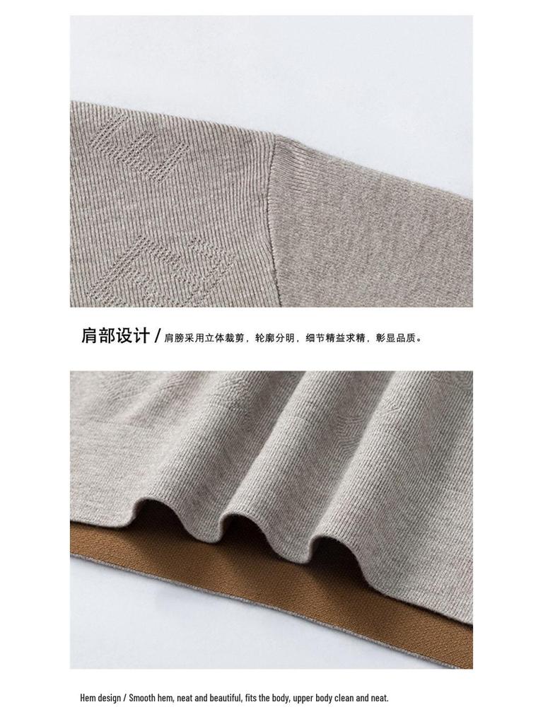 2025 Men's Fashion High-End Jacquard Knit Sweater – Skin-Friendly & Warm Autumn/Winter Base Shirt