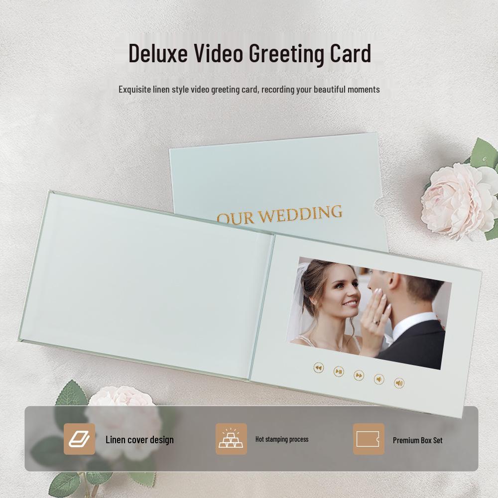 Multifunctional Commercial Wedding Video Invitation Linen Video Brochure