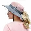 Women Sun Hat Foldable Wide Brim Bucket Hat Outdoor Fishing Hat Sun Protection Cap With Ponytail Opening