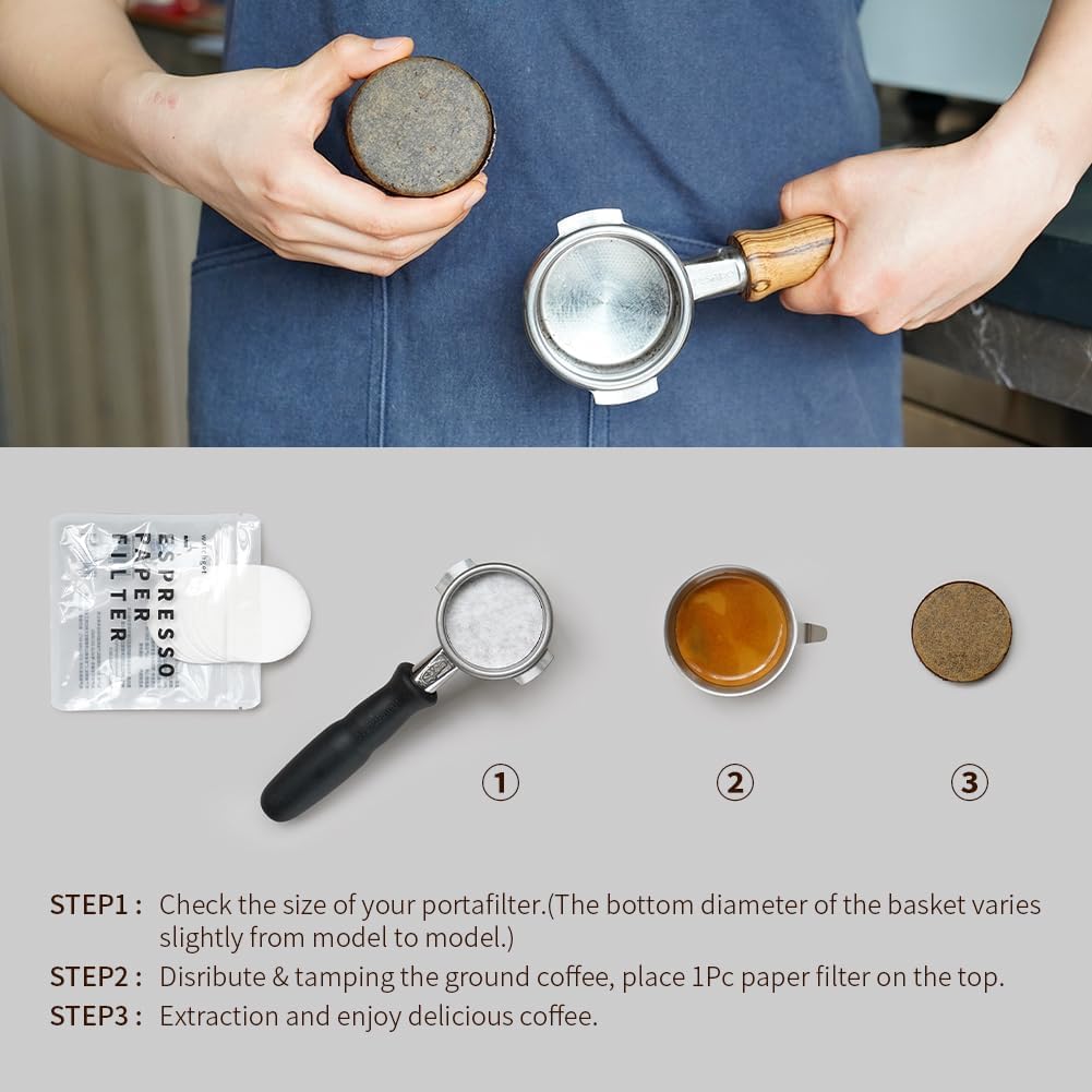 Watchget kaffepapirfilter rund espressopakke skjermerstatningspapir 53 mm engangs kaffe-espressomaskin kompatibel med Moka Pot 100 ark