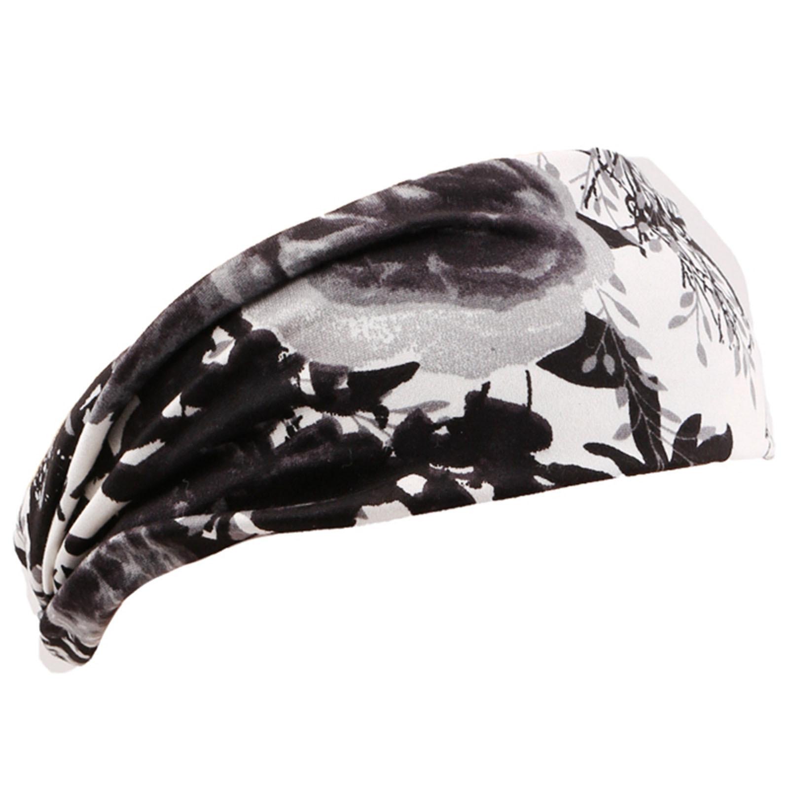 

Модная женская повязка на голову в богемном стиле с принтом и широкой боковой эластичной спортивной повязкой с крестом One Size