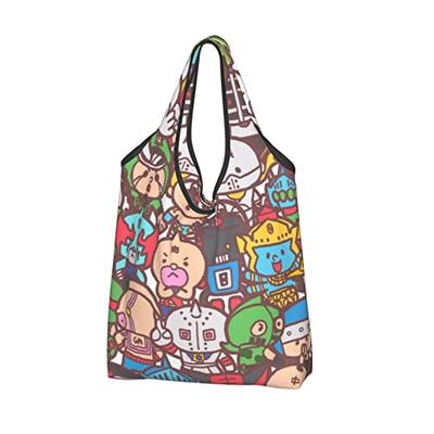 Kinnikuman Eco Bag, Large Capacity Foldable Eco Bag, Popular Lightweight Waterproof Shopping Bag, Stylish Multifunctional Tote Bag for Men and Women,