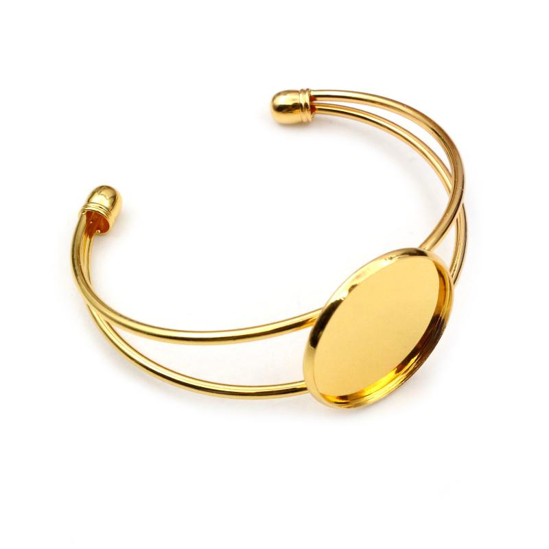 

High Quality Copper Metal 20mm 7 Colors Plated Bangle Base Bracelet Blank Findings Tray Bezel Setting Cabochon Cameo