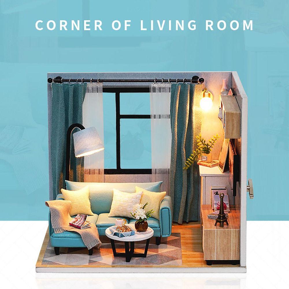 Wood Handmade Assembly Dollhouse Models Princess Room Miniature Doll House  Model Toy