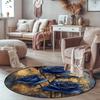 Luxury  Navy Golden  flower Pattern Round Shape Floor Mats Kitchen Hallway Runner Rug Bedroom Living Room Soft Carpet Non-slip Area Rug