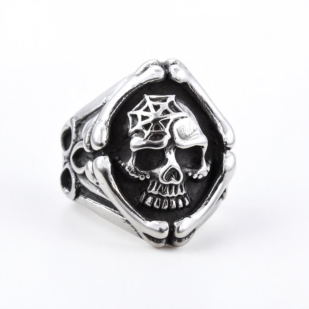 3D Кольцо-перстень Череп Жнец из нержавеющей стали в готическом стиле для мотоциклиста Size 7