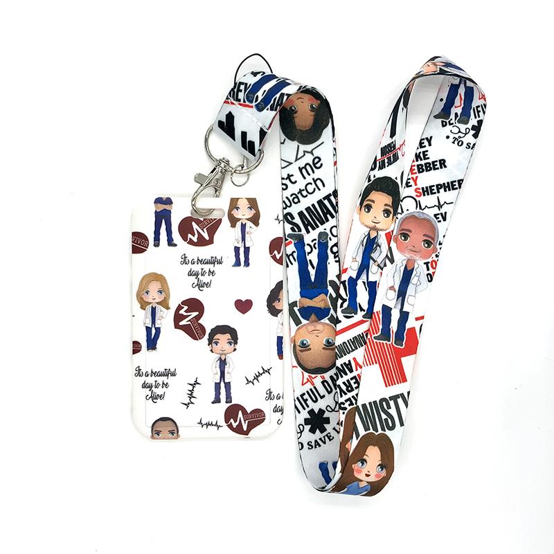 Grey's Anatomy Cartoon Credentialhouder Sleutelhangers Nekkoord Voor Toegangspas Anime Creditcardhouder Sleutelhangers Riemen