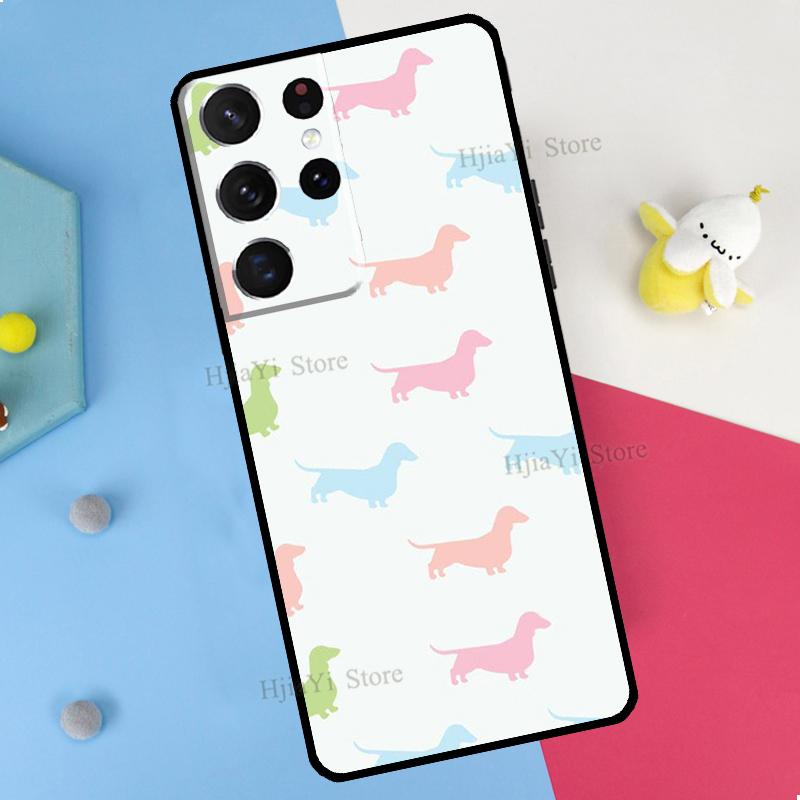 Cartoon Dachshund Sausage Dog Phone Case For Samsung Galaxy S23 S22 Ultra Note 20 10 S8 S9 S10 Plus S20 FE S21 FE Cover