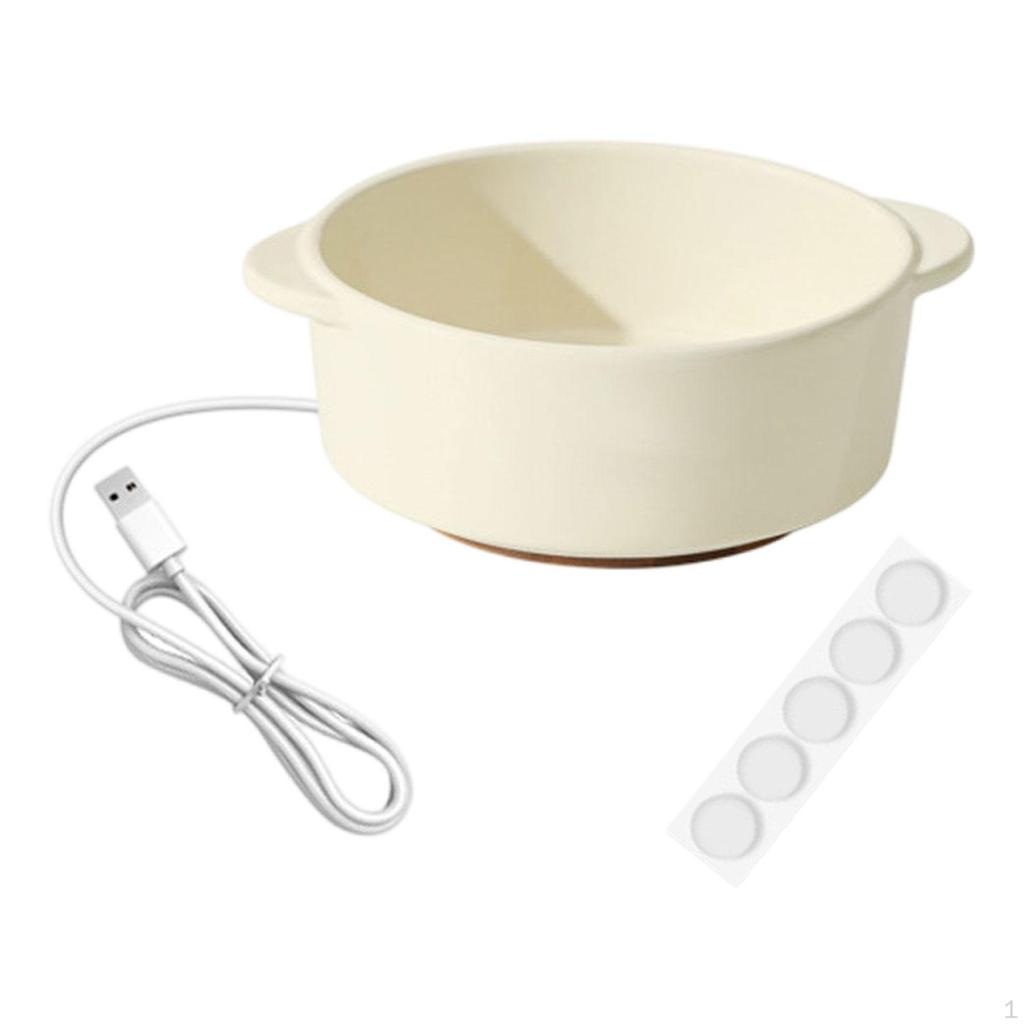 Pet Heated Bowl Ceramic Waterer Elevated Cat Dog Feeding for Winter