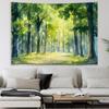 Watercolor Green Forest Tapestry Polyester Wall Hanging Aesthetic Nature Tapestry for Bedroom Room Decoration