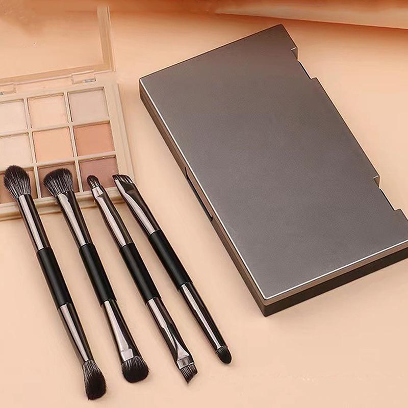 Double-Ended Makeup Brushes Set: Eyeshadow Brush, Contour Brush, Blush Brush, Portable Travel Mini Makeup Brush With Mirror