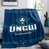 UNC Wilmington Seahawks Print Flannel Blanket High Quality Warm Comfortable Cover for All Seasons Perfect for Gifts Home Decor