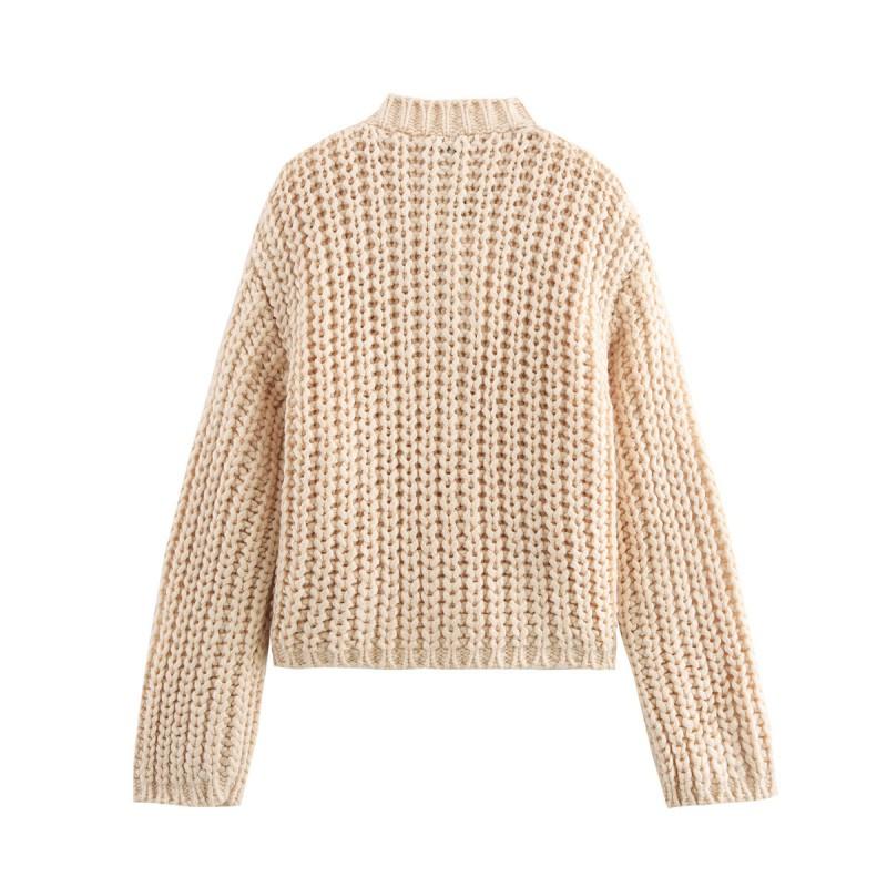 Womens Oversized Knit Cardigan With Pockets Long Sleeve Round Neck Casual Streetwear Winter