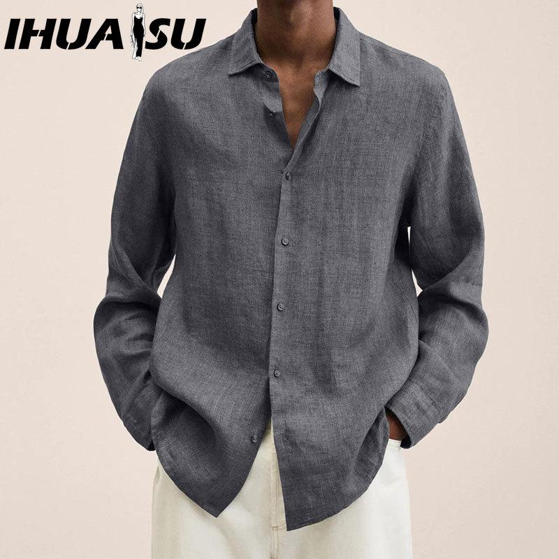 IHUASU Baumwolle Langarm T-Shirt Herrenmode Lockeres Shirt Bedrucktes Mitfühlendes Shirt